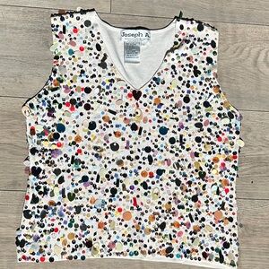 Vintage Joseph A White V-Neck Sequin Embellished Tank